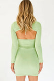 Sexy Green Long Sleeve Halter Neck Mini