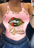 Sexy Square Collar lip letter Print