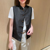 The Spring Of 2023, The New Imitation Silk Silk Black Horse Clip Chinese Style Commuter Jacket-Outfit