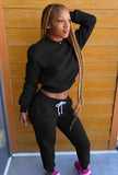 Casual Round Neck Long Sleeve Sweatshirt And Beaded Sweatpants 2 Piece