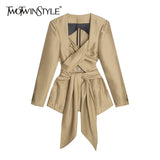 Elegant Patchwork Bowknot Blazer For Women Square Collar Long Sleeve Ruched Split Blazers Female 2022 Fashion