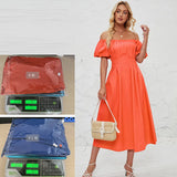 Women's Out-Shoulder Foam Short-Sleeved Folded High-Waisted Summer Solid-Colored