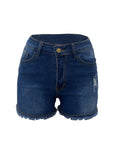 Washed Elastic Ripped Denim Women's