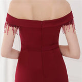 Fringe Tassels Off Shoulder Formal Mermaid Evening