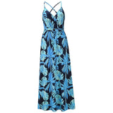 Floral Print Long Dress 2022 Summer Vintage Backless V-Neck Elegant Sleeveless Party Dress Femme Beach Loose Boho