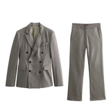 Double-Breasted Suit Jacket 2208425 Blended Straight Trousers 2202425 Suit-Outfit