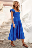 Summer Women's Flower Printed Bohemia Dress Short Sleeves Collared