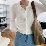 Women Knitted Cardigan Long-sleeved Lapel Sweater Women's 2020 New Slim Sweater