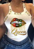 Sexy Square Collar lip letter Print