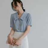 Women Elegant Pure Color Classic Summer Minimalist Female Comfortable Hot Sale Basic Tops Blusa Students Leisure