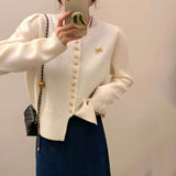 And Winter New Christmas Red Bow Knitted Cardigan Women's Korean Version Shows The Temperament Of Short Style Thin Sweater-Outfit