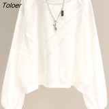 Pullovers Women Autumn Trendy Top Korean Simple Stitching Design Solid Color Thin Sweatshirt Loose All-match
