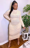 Plus Size Party Sexy Hollow Out Turtleneck Long Bodycon