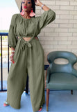 Casual Crop Top and Suspender Wide Pants