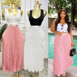 Fashion Folding Wave Half-Dress French Sweet High-Waisted A-Shaped Skirt Mid-Long Folds