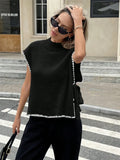Women's Sleeveless Sweater Vest Simple Design Bumpy Bow Tie With