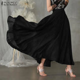 Women Maxi Long Skirts ZANZEA Summer Skirts Jupe Vintage Solid High Waist A-line Party Skirt Female Work Faldas