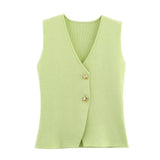 Women's ZA New Multi-Color Button Knitted Vest Vest Half-Skirt