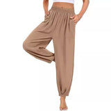 Women's Trousers Spliced Thin Multi-Pocket Broad-Legged Ladies