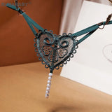 Love Heart Pearl Massuge Lace Thong Low Waist Transparent Sexy Underwear G-String Fashion Women Lingerie Panties