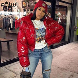 Streetwear Winter Clothes Down Coats and Jackets Women 2020 Faux Pu Leather Puffer Jacket Women Bubble Coat Bomber