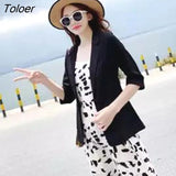 Women Summer Linen Thin Three Quarter Sleeve All-match 5XL Slender Korean Sun-proof Outwear Elegant Chic Simple