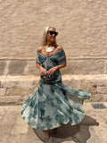 Mesh-Printing Dress In Spring/Summer 2025 INS Holiday Casual Party