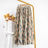 Summer Chiffon Beach Boho Maxi Women Skirt High Waist Floral Print Vintage Holiday Ruched Long Fashion Skirts