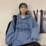 Women Letters Medium-long Warm Harajuku Bf Womens Korean Style with Pockets Students Loose Casual New Arrivals
