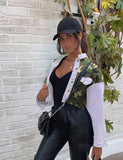 Camo Print Cropped Denim Jean