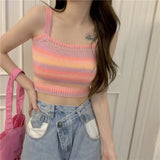 Striped Knitted Jab Sling Vest Summer Bottom New Slimming Wearing Short