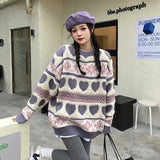 Kawaii Knitted Sweater Women Patchwork Warm Sweet Pullover Tops Female Korean Style Designer Loose Knitwear Sweater