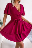 Waist Flutter Sleeve Ruffled