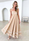 Summer Slings Low-Square Collar Layered Flowing Beach Holiday Party Long