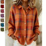 Women's Fashion V-Neck Retro National Style Print Loose Long-Sleeved Large Swing