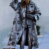 New 2025 Autumn Women's Long-Sleeved Collar Coat Prints The Long
