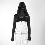 Autumn New Street Fashion Slimming Chain Gilding Fabric With Hats And Long Sleeves-Outfit