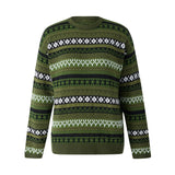Womens Y2K Grunge Autumn Winter Casual Sweater Long Sleeve Round Neck Vintage Pattern Print Knitwear Pullovers-Outfit