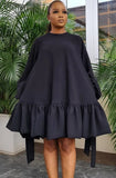 Casual A-line Puff Sleeve Round Neck Short
