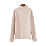 Half Turtleneck Long Sleeve T Shirt Women 2020 Spring Harajuku Solid Bottoming Pullovers 7 Colors Fashion Thin