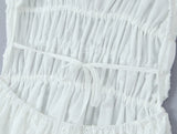 BOHO Summer White Embroidery Hollow Out hole Backless Dress Women Hem Slit Ruffles Strap Sling Midi Holiday Robe Female-Outfit