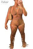 Hollow Out Fishnet Crochet Bikini Top and Pants Suites Sexy Two Piece Set Beach Vacation Outfits Summer Wear