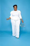 Piece Set Women Plus Size Sets 5xl Fall Fashion Solid Round Collar Half Sleeves Office Ladies Outfits Wholesale