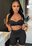 Sexy Sleeveless High Waist Solid Skinny Sports Two Piece Shorts