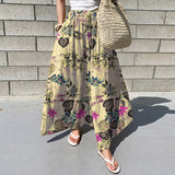 2021 Summer Autumn Long Trousers ZANZEA Floral Print Bottoms Lady Cotton Elastic Waist Pant Fashion Beach Wide Leg