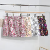 Heavy Industry Lighting Flowers A-Word Skirt High Waist Thin Ass Anti-Light Short Skirt Women