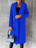Women's Spring 2025 New Coat With Hair, Coat Solid Long-Sleeved Double-Buttoned
