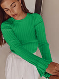 Collar Knitted Sweater Long-Sleeved Pit Strip Bottom Shirt Solid Color Tight Autumn And Winter Top