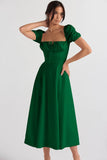 Summer High Waist Dress Women's Slimming Elegant Bubble Sleeves With Short Sleeve