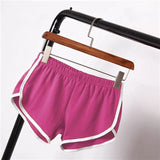 Hot Women Blend Short Pants Contrast Binding Side Split Elastic Waist Patchwork Casual Beach Party